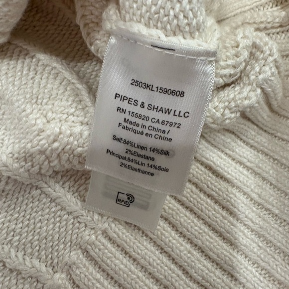 Veronica Beard White and Navy V-Neck Sweater - Picture 5 of 6